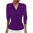 thumbnail image 2 of Xdegoge V Neck Sequin Tops for Women Party Night Going Out Long Sleeve Blouses Sparkly Glitter Fashion Dressy Casual Mesh Shirts, 2 of 6