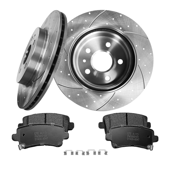 Set of 6 Rear 315mm Drilled Slotted Brake Disc Rotors-Ceramic Brake Pad Kit For 2014-2020 Chevrolet Impala