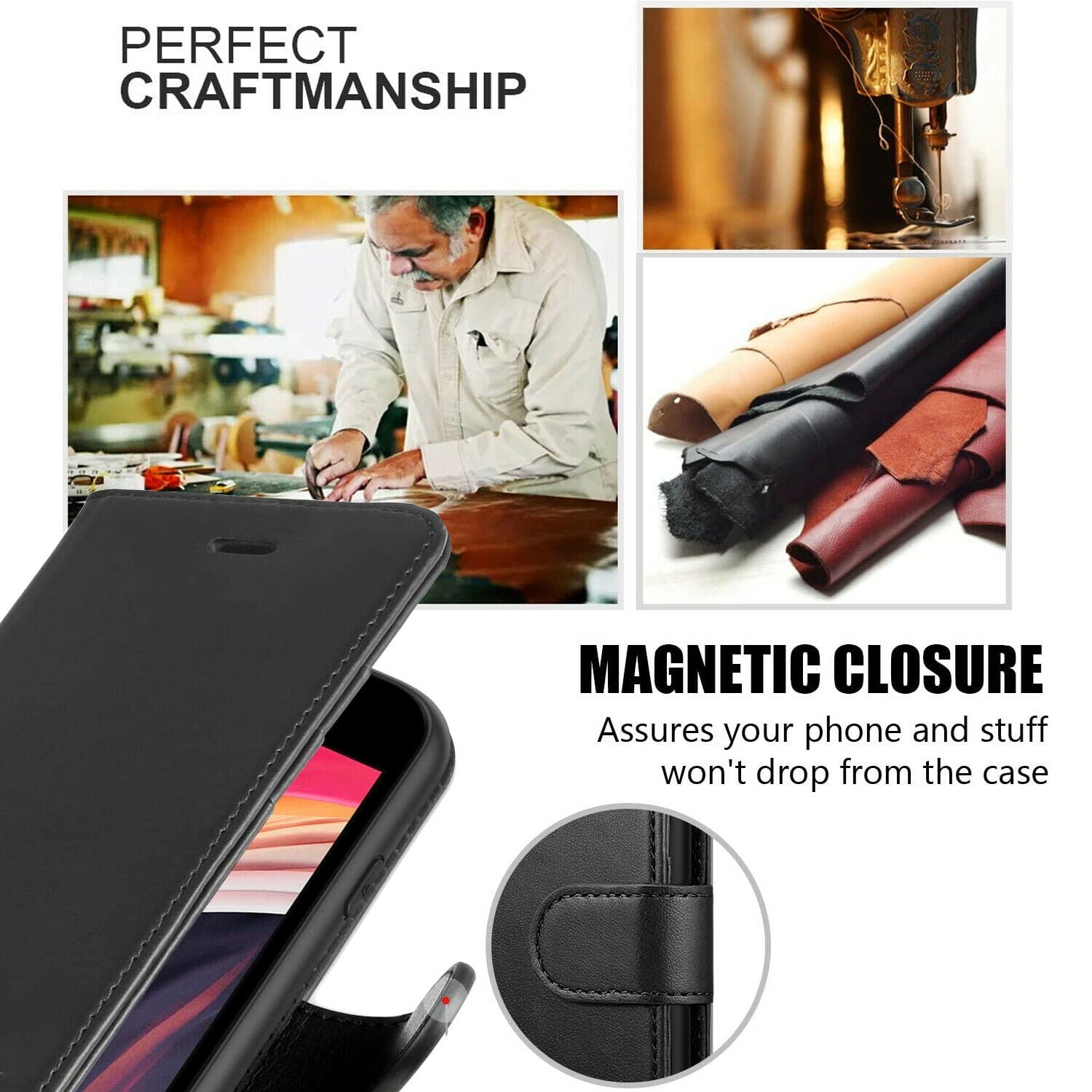 Étui Portefeuille Flip Pour Motorola Moto G6 Plus - Cuir PU, Stand Intégré, Pochette Pour Cartes