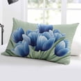 thumbnail image 5 of Navy Blue Tulip Throw Pillow Cover 12 x 20 Inch Decorative Pillow Cover Chic Elegant Flowers Botanical Sage Green Lumbar Pillowcase Seasonal Rectangle Cushion Case for Couch Sofa Bed Living Room, 5 of 7