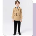 thumbnail image 5 of Cethrio Boys Trench Coats, Casual Lapel Collar Long Sleeve Mid-length Fall Winter Jackets Khaki Size 6, 5 of 7