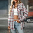 thumbnail image 5 of Shadoumai Women Plaid Shirt Jacket Seams Raw Edge Washed Oversized Shirt Jacket With Pockets Flannel Button Down Long Sleeve, 5 of 6