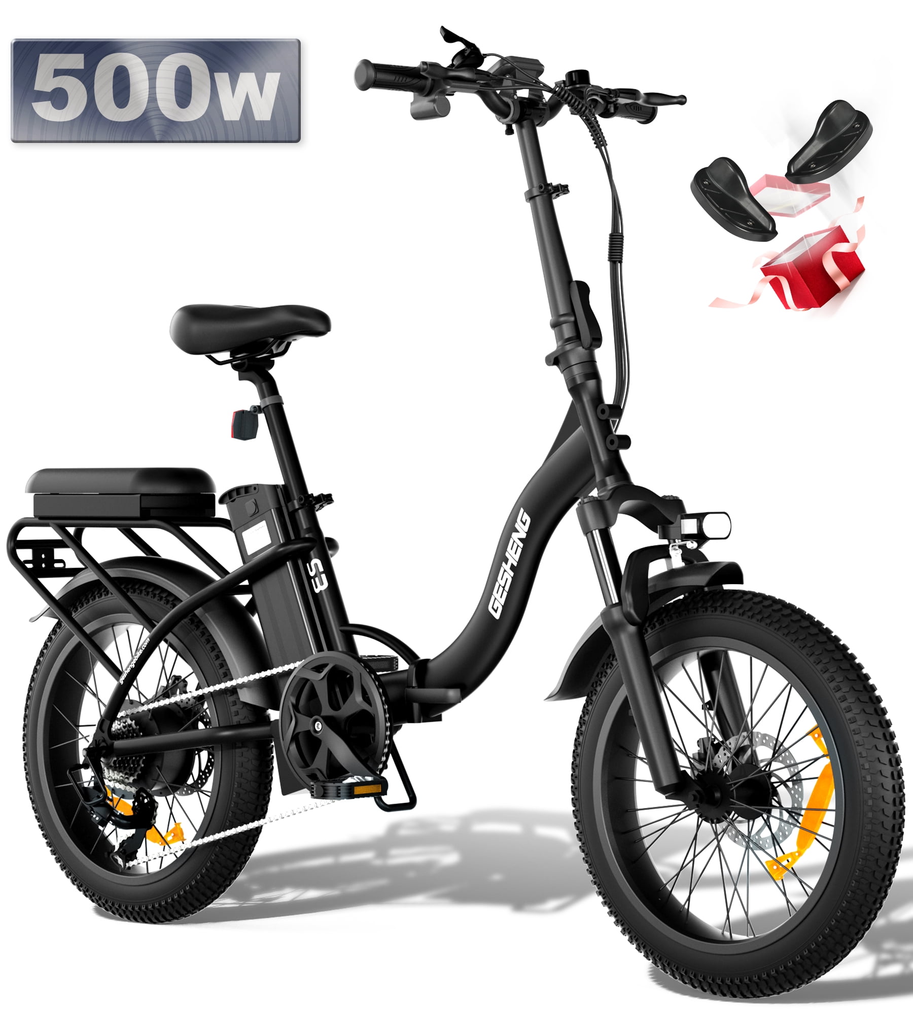 Folding Electric Bicycle for Adults, TESGO 20" Fat Tire Electric Bike