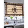 thumbnail image 3 of Sheer Curtains 45 Inches Long, Texas Star Brown Light Filtering Window Curtains for Living Room, Country Star Rustic Vintage Wooden Rod Pocket Voile Sheer Curtain Drapes, 52"W x 45"L, 2 Panels, 3 of 8