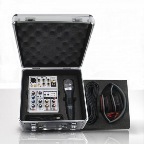 Kit de Estudio SOUNDTRACK STUDIO4KIT Mezcladora 4 Canales Pasiva Maletín de Aluminio