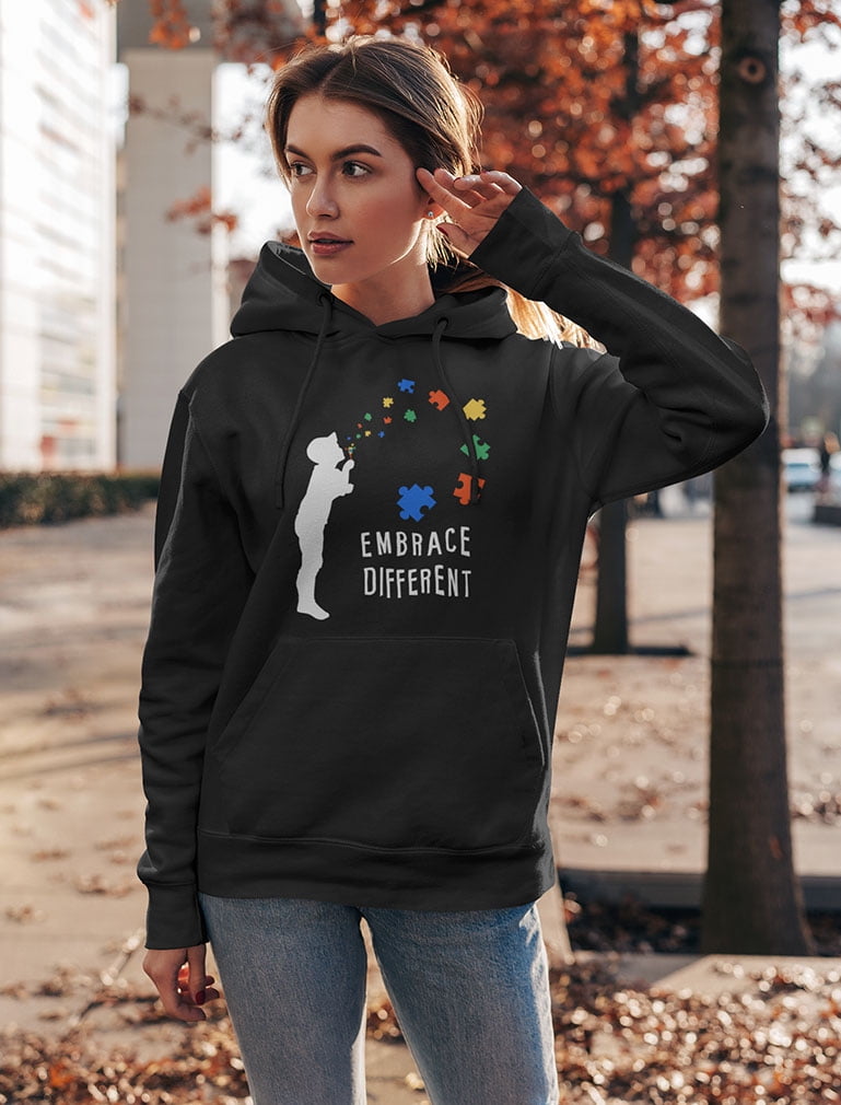 Tstars Womens Embrace Different Autism Awareness Autistic Spectrum Awareness Acceptance Autistic Support Shirts for Womens Hoodie