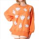 thumbnail image 2 of Sudadera de Halloween con Lentejuelas para Mujer, con Cuello Redondo, Brillante, Baile, Temporada Espeluznante, Fantasma, Jersey de Halloween Naranja L, 2 of 10