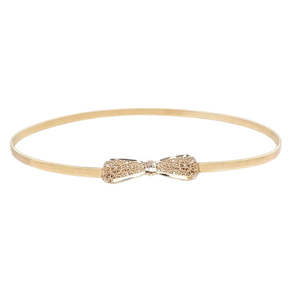 Yunhgft 's Skinny Metal Buckle Metal Chain Waist Bowknot Waist Gold