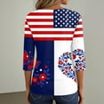 thumbnail image 7 of 4th Of July Shirts for Women Summer Patriotic 3/4 Sleeve Tops for Women 250 Anniversary Usa Flag Henley V Neck Independence Day American Flag Stars Striped Heart Fashion Clothing Dark Blue S, 7 of 7