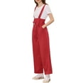 thumbnail image 5 of INSPIRE CHIC Women's Button Front High Waist Belted Straight Fit Overall Jumpsuit S Red, 5 of 7