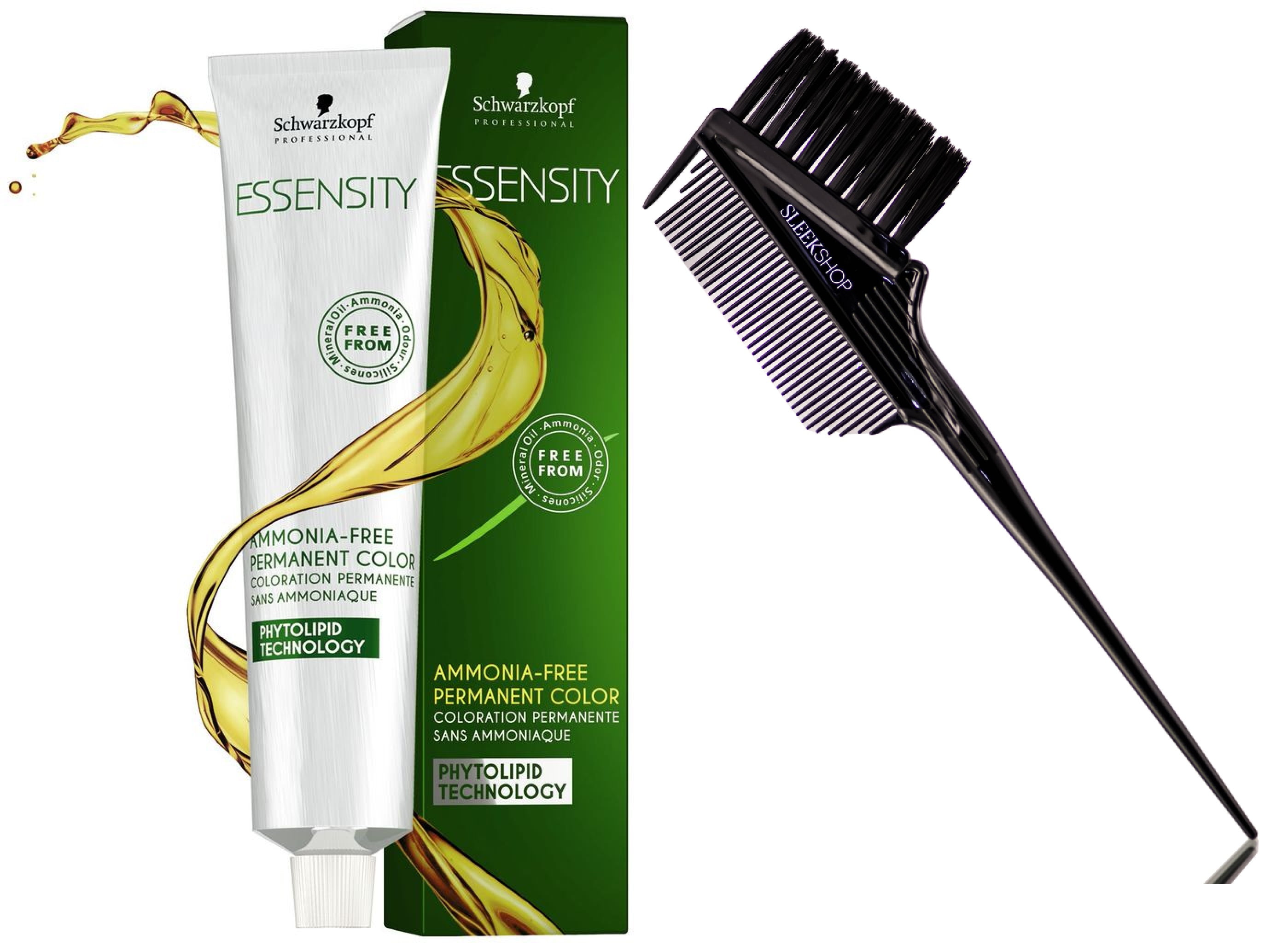 5-0 Light Brown , Schwarzkopf ESSENSITY Ammonia-Free PERMANENT HAIR COLOR  Dye Haircolor, Phytolipid Technology - Pack of 1 w/ Sleek 3-in-1 Brush Comb  