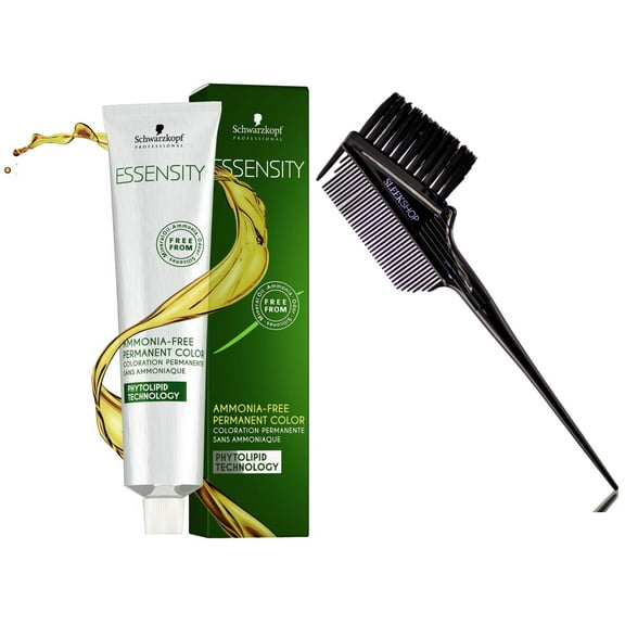 7-2 Medium Blonde Ash , Schwarzkopf ESSENSITY Ammonia-Free PERMANENT HAIR COLOR Dye Haircolor, Phytolipid Technology - Pack of 1 w/ Sleek 3-in-1 Brush Comb