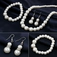 thumbnail image 3 of NUZYZ Women Faux Pearls Alloy Necklace Bracelet Earrings Wedding Bridal Jewelry Set, 3 of 8