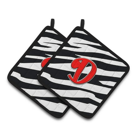 

Carolines Treasures CJ1024-DPTHD Letter D Initial Monogram - Zebra Red Pair of Pot Holders 7.5HX7.5W multicolor