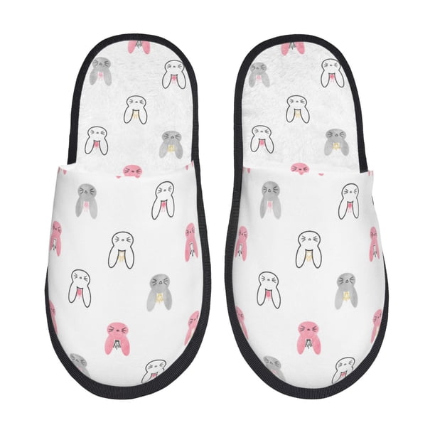 Fotbe Girl Rabbit Pantuflas Peludas para Mujer con Estampado, Zapatillas de Peluche, Zapatos de Invierno para Casa, Uso Interior y Exterior-Medium