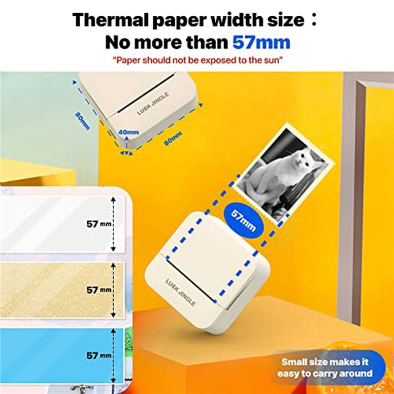 Sticker Printer Machine - Mini Bluetooth Inkless Thermal Photo Printer Compatible with Android IOS