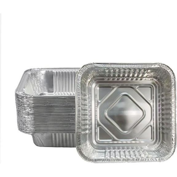 Non-Stick Disposable Air Fryer Aluminum Foil Liners Square 50PCS, Oil-Proof Aluminum Foil Tin Box Also for Steamer Basket Instant Pot Oven & Grill (9 * 9 Inch-Square)