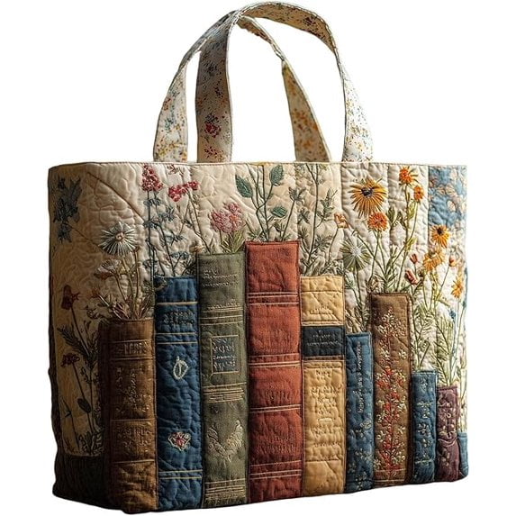 Vintage Quilted Tote Bag Women Lightweight Travel Bag Purse Cotton Shoulder Tote Bag For Shopping Grocery & Beach Bag