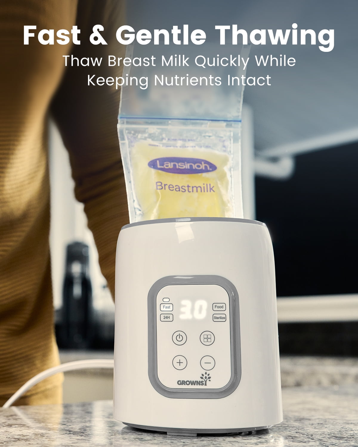 Grownsy Baby Bottle Warmer 8-in-1 with Timer ,Temperature Control,Defrost, Sterilizer, Heat Baby Food Jars Function