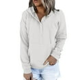 thumbnail image 2 of pstuiky Women Sweatshirts, Women Solid Color Round Neck Long Sleeve Sweatshirt Classic Fit Workout Plus Size Sports Hoodie Women Hoodies for Girl White XL, 2 of 6