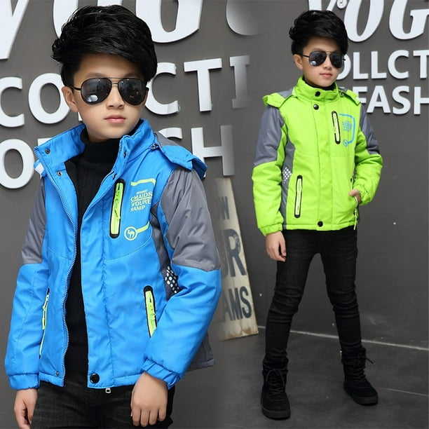 Esaierr 4 14 Ans Garcons Manteaux Coupe Vent Veste de Neige pour les Enfants Tout Petits Automne Hiver Adolescents Capuche Hiver Polaire Rembourre