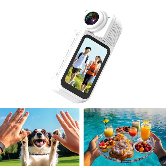 1.47 Pulgadas 2.7k 180 Cámara De Acción, Grabación De POV De 2.7k, De Montaje Magnético. Efecto De Palo Selfie Invisible, Cámara De Vlogging Portátil Compacto Y Ligero Para