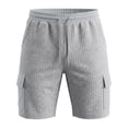 thumbnail image 5 of JTSRKL Men's Outdoor Cargo Shorts Solid Waffle Knit Drawstring Elastic Waist Multi Pocket Short Pants Lightweight Summer Beach Daily Casual Trunks Gray XL, 5 of 7