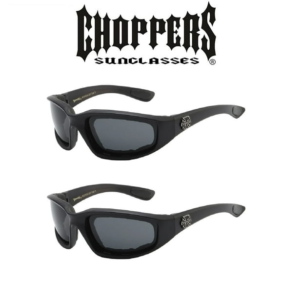 2 Pair Choppers Padded Foam Sunglasses Motorcycle Ride Glasses Smoked Gray Lens by MDream