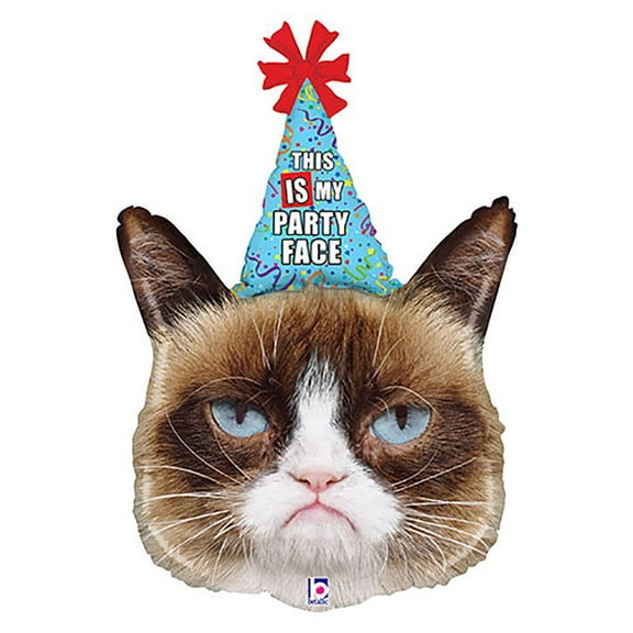 LOONBALLOON Birthday Balloons, 36 inch GRUMPY CAT PARTY FACE HAPPY BIRTHDAY TO MEW
