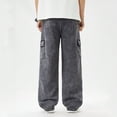 thumbnail image 2 of Cethrio Teen Boys Cargo Jeans, Straight Leg Casual School Relaxed Fit Denim Pants with Pockets Black Size 12-13 T, 2 of 7