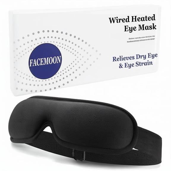 FACEMOON USB Heated Eye Mask,  Adjustable Heat and Timer, Warm Compress for Sleep and Dry Eye Relief