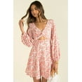 thumbnail image 3 of New Womens Dresses Floral Women's Autumn V Neck Twist Long Sleeve Dress Fashion Short Skirt, 3 of 6
