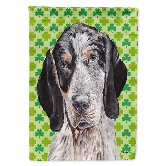 Blue Tick Coonhound Lucky Shamrock St. Patricks Day Garden Flag