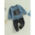 thumbnail image 4 of Baby Boys 2Pcs Fall Outfits, 6 12 18 24 36M Long Sleeve Letter Print Pullover Tops and Pocket Pants Set, 4 of 10