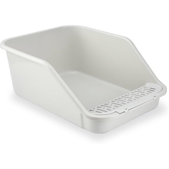 Large Cat Litter Box with High Sides,Cat Boxes for Indoor Cats,Cat Litter Pan for Kitty,Litter Box with Low Entry,Easy to Clean,Anti-Splashing(Grey)