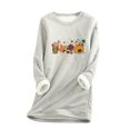 thumbnail image 2 of Hauts pour Femmes à Manches 3/4, Col Rond avec Poche, Épais, en Peluche Chaude, Manches Longues Tendance pour Femmes 2023 en Liquidation, 2 of 5
