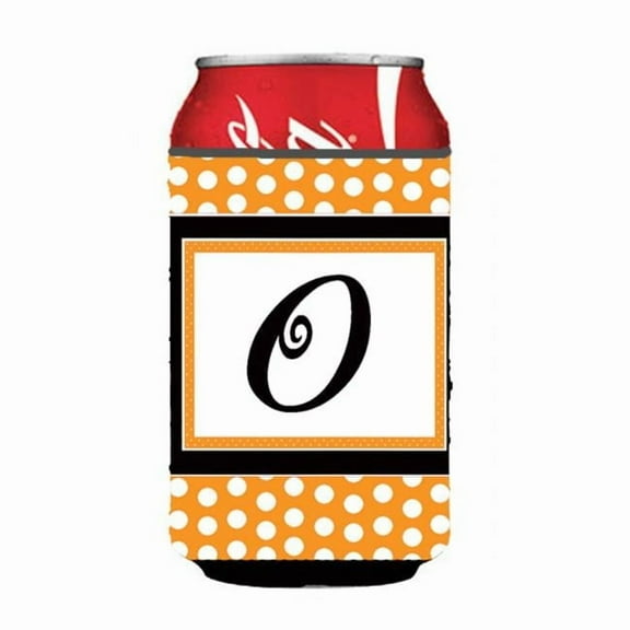 Letter O Initial Monogram - Orange Polkadots Can or Bottle Hugger
