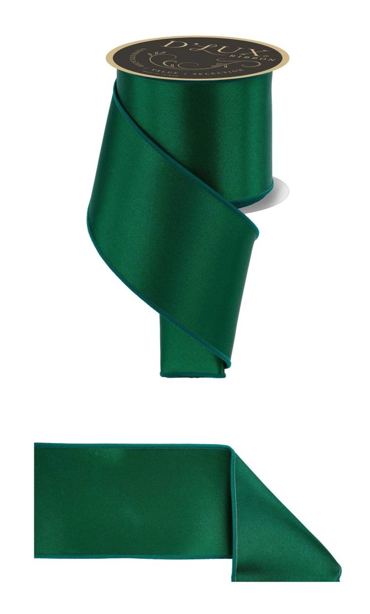 4in Satin Fused Ribbon: Emerald Green (10 Yards)