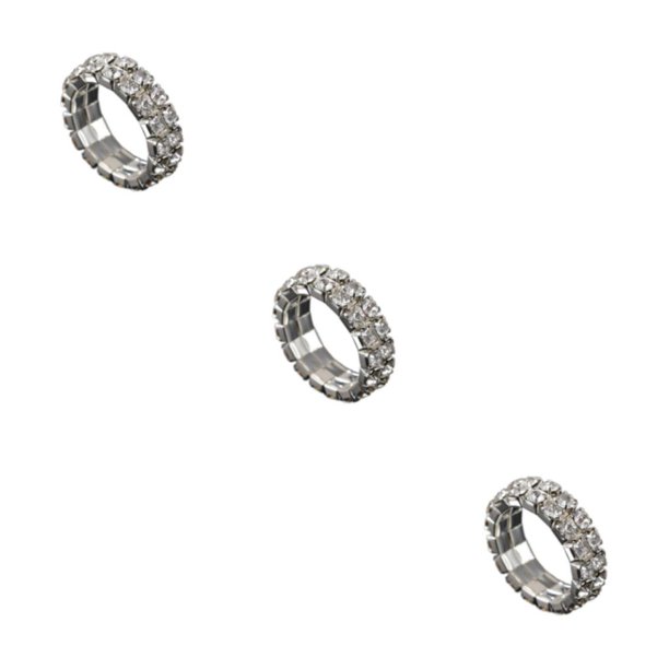 Minnieouse Anillo con incrustaciones de cristal Diamantes radiantes Ocasiones especiales Compromiso único Anillo de promesa de boda plata 2 filas Type1 NO1