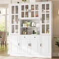 thumbnail image 6 of MEISSALIVVE 78.7" Kitchen Pantry Cabinet with Glass Doors & LED Lights, Freestanding Storage Hutch with Shelves, White Pantry Cupboard, 62.99" W x 15.7" D, 6 of 7