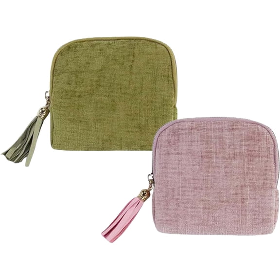 Portable Travel Jewelry Organizer Case with Zippered Pockets & Tassel, Soft Foldable Mini Jewelry Pouch Bag for Women, Multi-Layer Earrings Necklaces Rings Storage (2Pcs-C)(K)