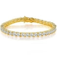thumbnail image 6 of Gold Bracelets for Men and Women 18K Yellow Gold Plated 4.0 Round Cubic Zirconia Classic Tennis Bracelet Size 6-9 Inch, 6 of 7