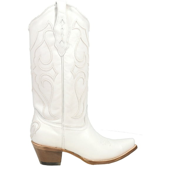 Corral Boots Womens White Embroidered Snip Toe Cowboy Mid Calf Boots