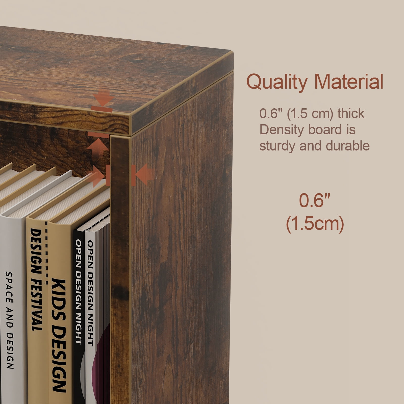 NEWSENDY 3 Shelf Bookshelf,Wood Tall Bookshelf and Bookshelves, 3-Tier Cube Display Shelves,Multifunctional Storage Organizer Shelving for Bedroom Library Living Room Home Office