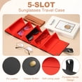 thumbnail image 3 of Organizador de gafas de sol, estuche de viaje de cuero para gafas de sol con 5 ranuras, caja organizadora de almacenamiento de gafas de sol para mujeres (Negro Rojo), 3 of 7