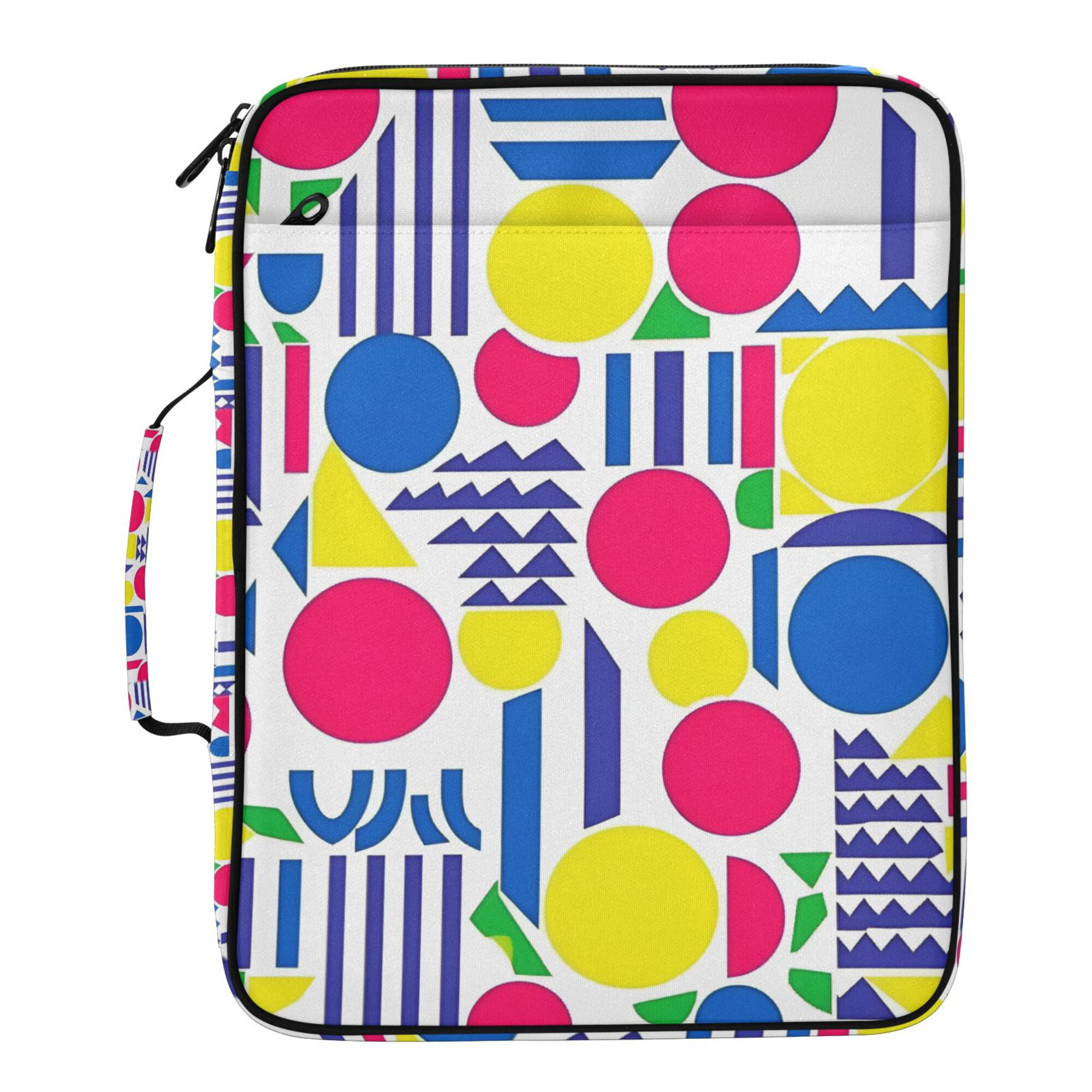 FORMRS Accordion File Folder A4 Size 7-Pocket Expanding Document Organizer Bag with 3 Ring Binder, Red Retro Shapes