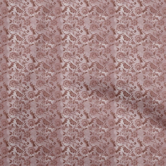 oneOone Polyester Spandex Dusty Pink Fabric Jacobean Floral Dress Material Fabric Print Fabric By The Yard 56 Inch Wide