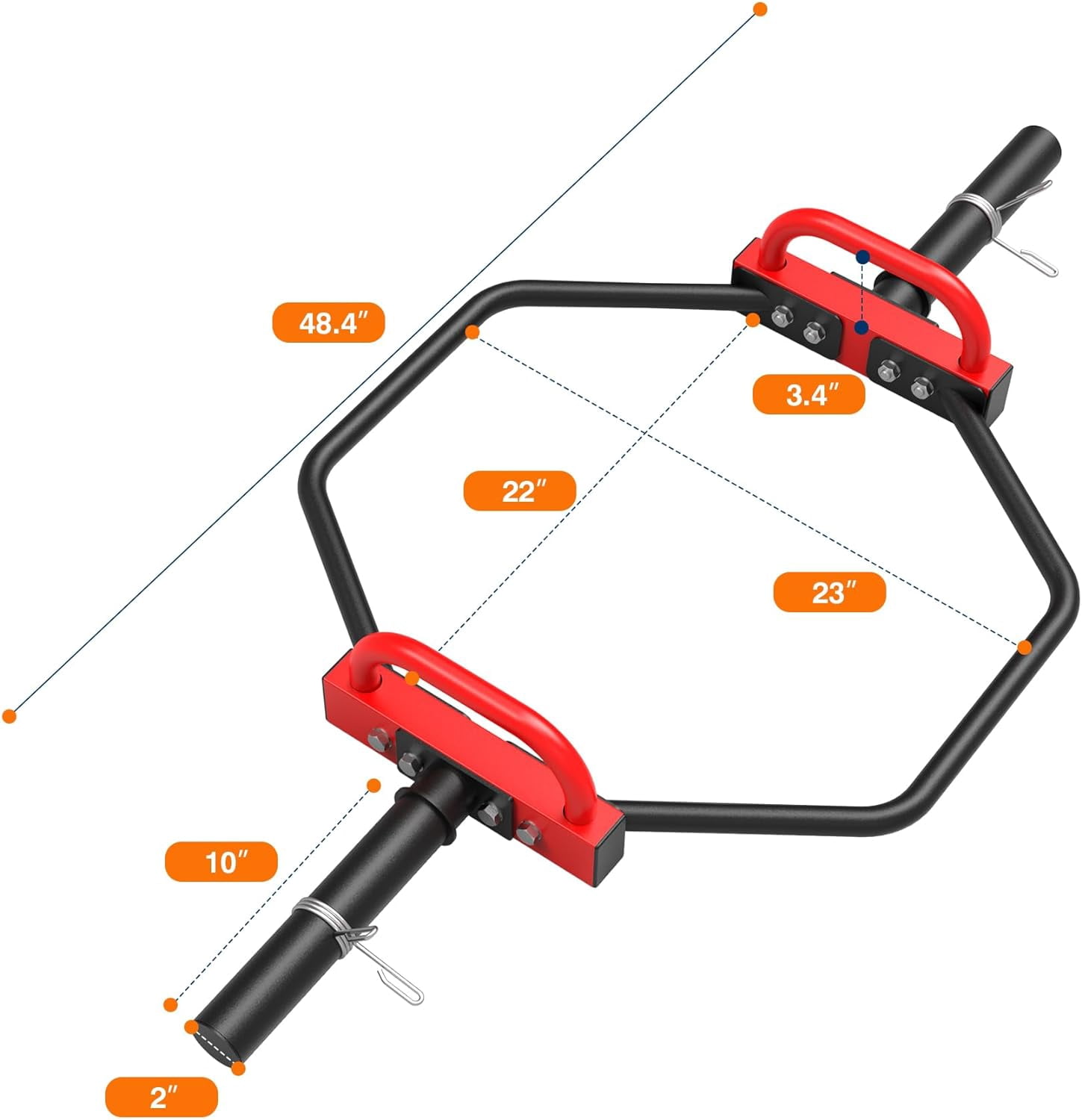 Hex Trap Bar 2-Inch  Weightlifting Barbell for Squats Shrugs Push-Ups 400Lbs Capacity Home Gym Equipment