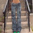 thumbnail image 5 of Pantalones Gibobby Mujer holgados de mezclilla alta azul S, 5 of 5