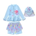 thumbnail image 5 of Tiijoy Little Girls UPF 50+ 2-Piece Swimsuit Long Sleeve Rash Guard Skort Sun Hat Bathing Suit, Sizes 3-12, 5 of 8